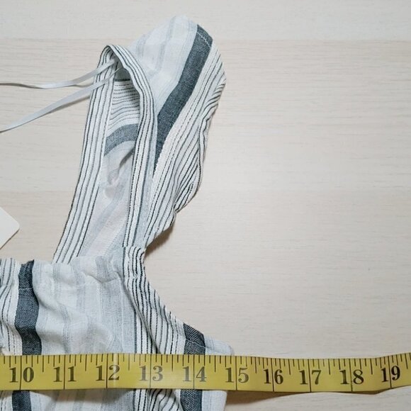 NWT PULL&BEAR stripes ruffle linen boho festival crop top - Picture 8 of 13